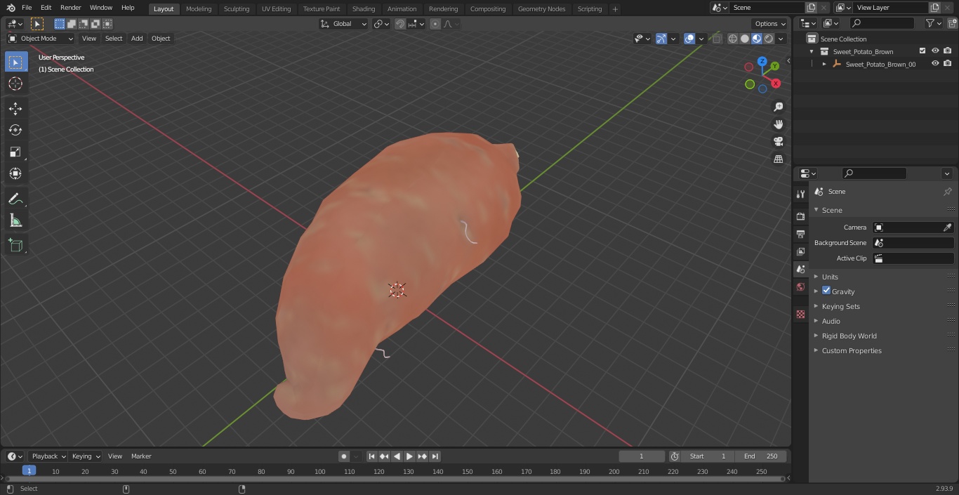 3D Sweet Potato Brown model