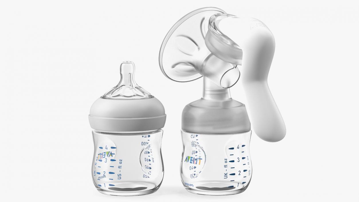 3D Philips Avent Manual Breast Pump and Baby Bottle model