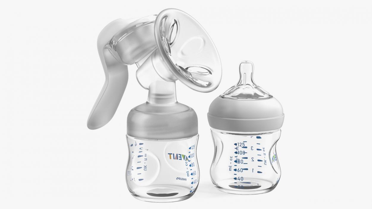 3D Philips Avent Manual Breast Pump and Baby Bottle model