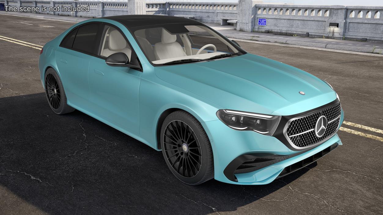 3D Blue New Mercedes E-Class 2023 Simple Interior