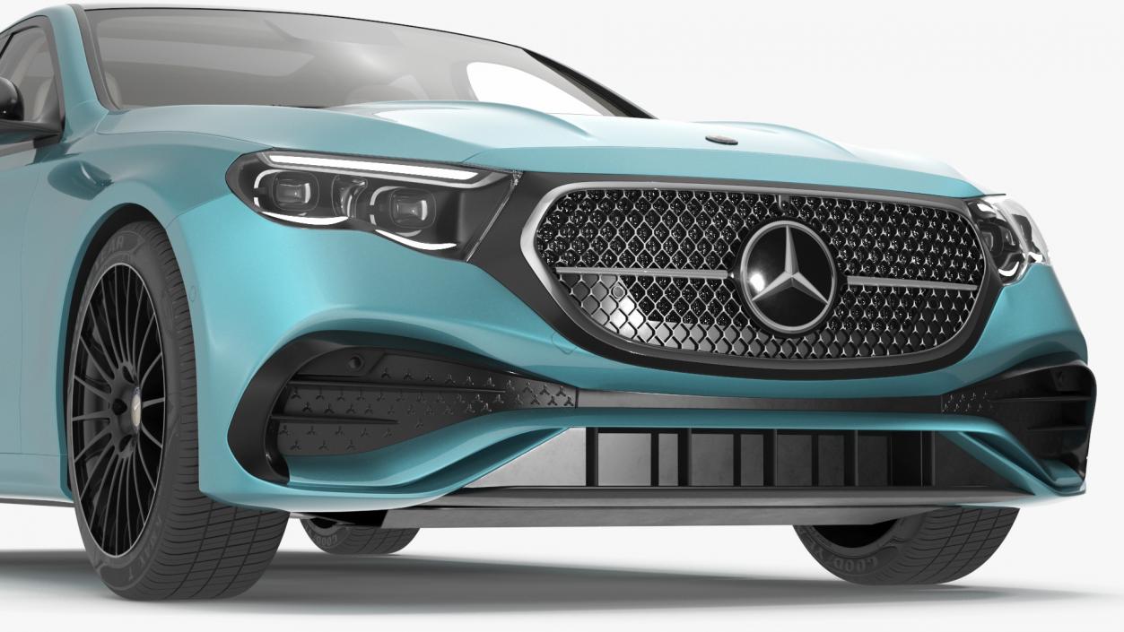 3D Blue New Mercedes E-Class 2023 Simple Interior