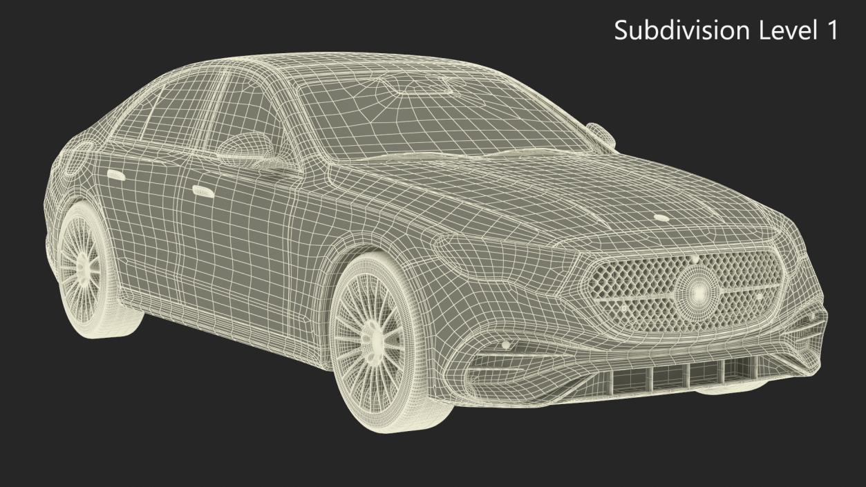 3D Blue New Mercedes E-Class 2023 Simple Interior