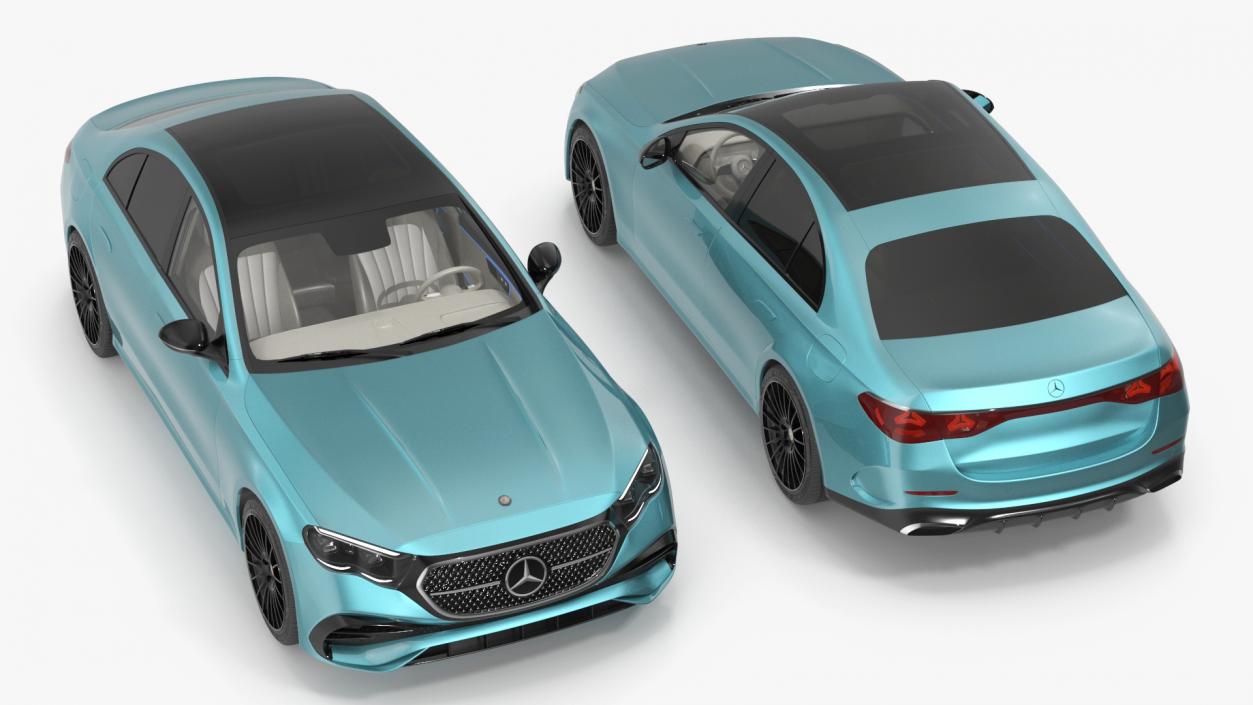 3D Blue New Mercedes E-Class 2023 Simple Interior