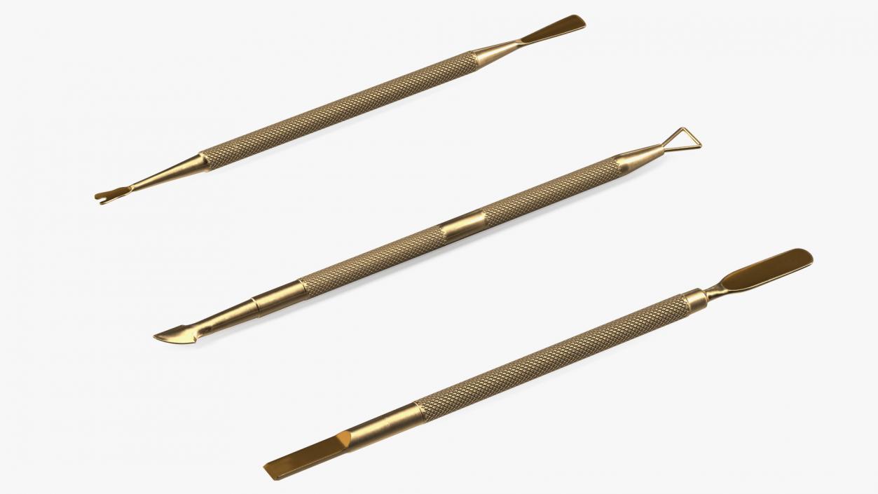 3D Professional Cuticle Pusher Gold Set