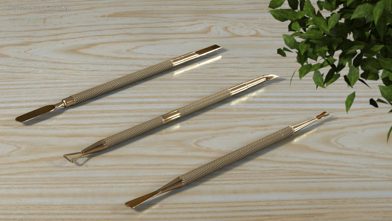 3D Professional Cuticle Pusher Gold Set