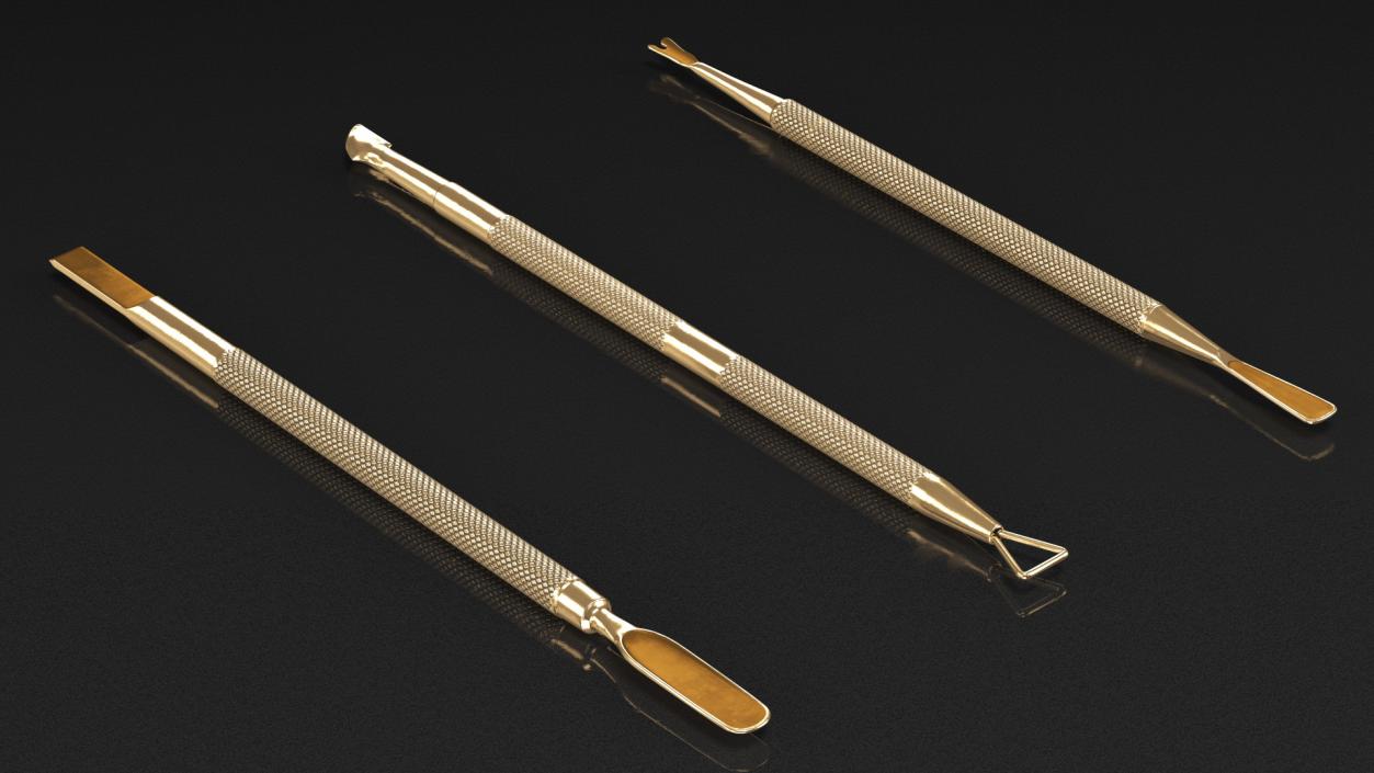 3D Professional Cuticle Pusher Gold Set