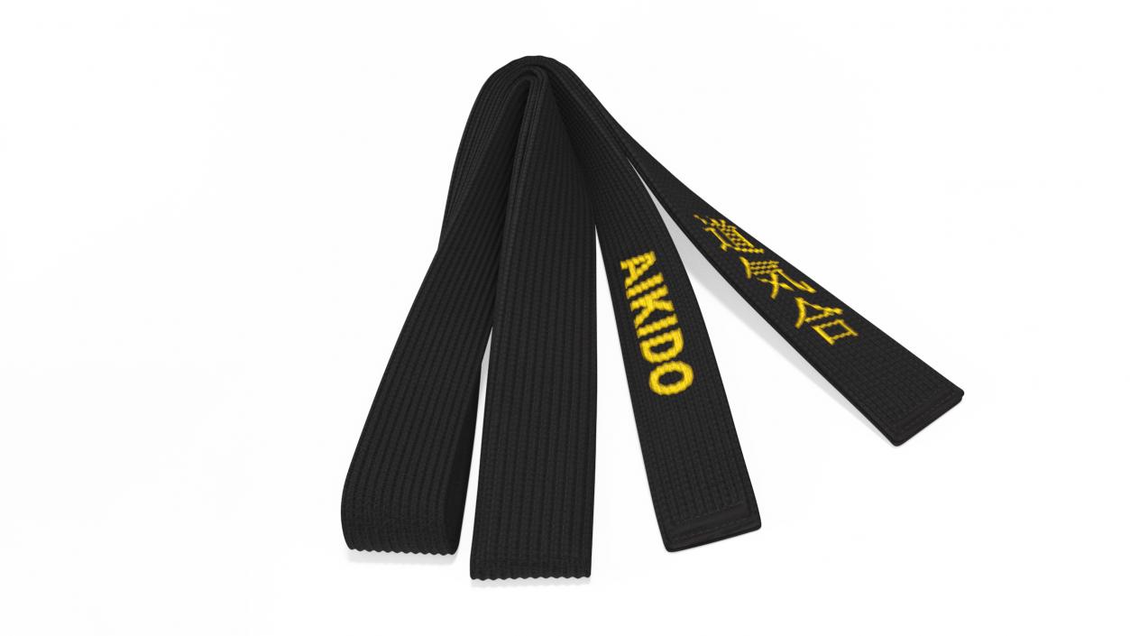 3D Aikido Black Obi Belt