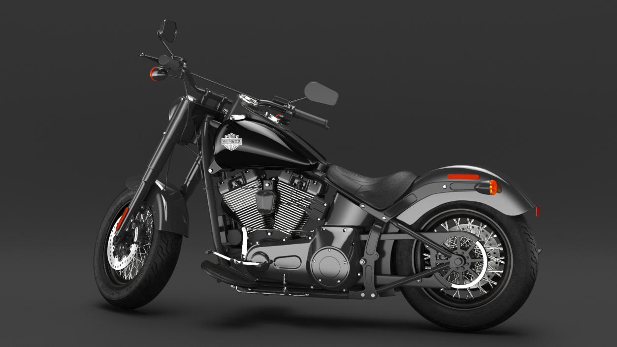 Cruiser Motorcycle Harley Davidson Softail Slim Rigged 3D model