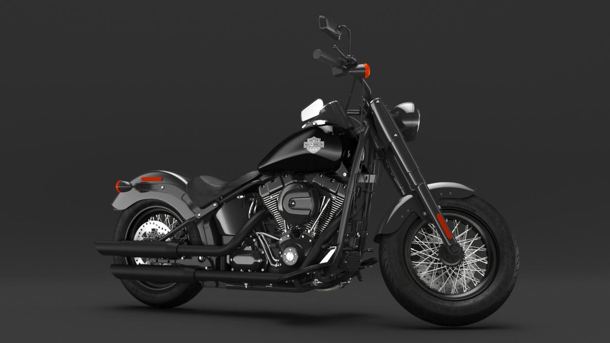 Cruiser Motorcycle Harley Davidson Softail Slim Rigged 3D model