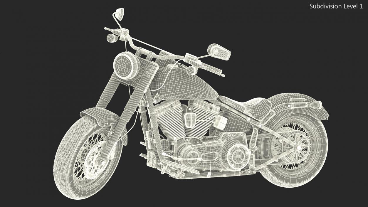 Cruiser Motorcycle Harley Davidson Softail Slim Rigged 3D model