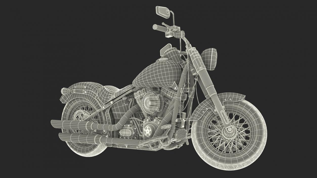 Cruiser Motorcycle Harley Davidson Softail Slim Rigged 3D model