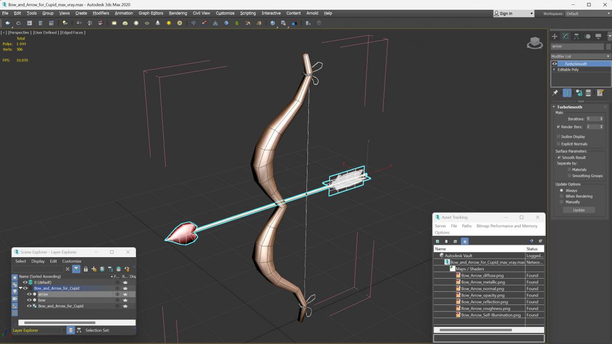 3D Bow and Arrow for Cupid model