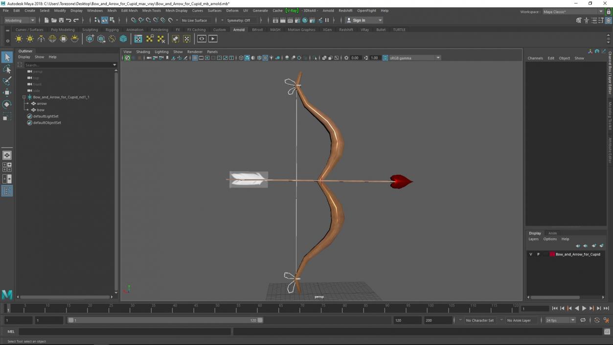 3D Bow and Arrow for Cupid model