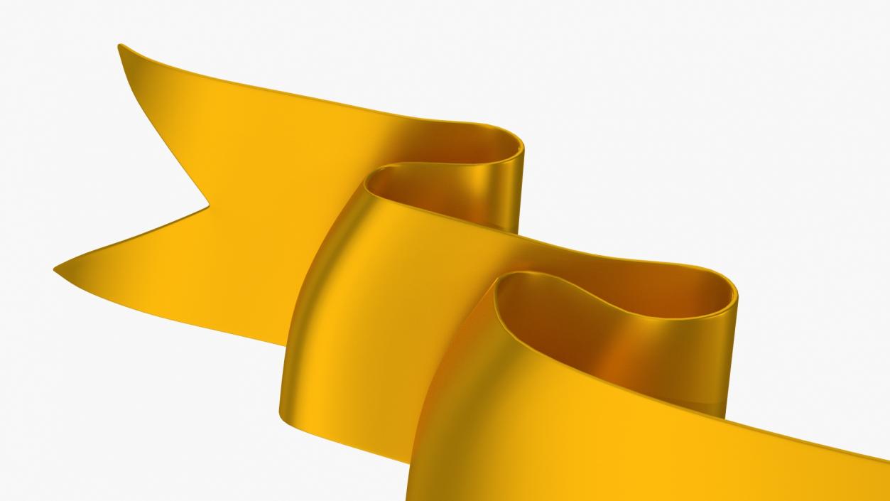 3D model Gold Ribbon Banner Curved