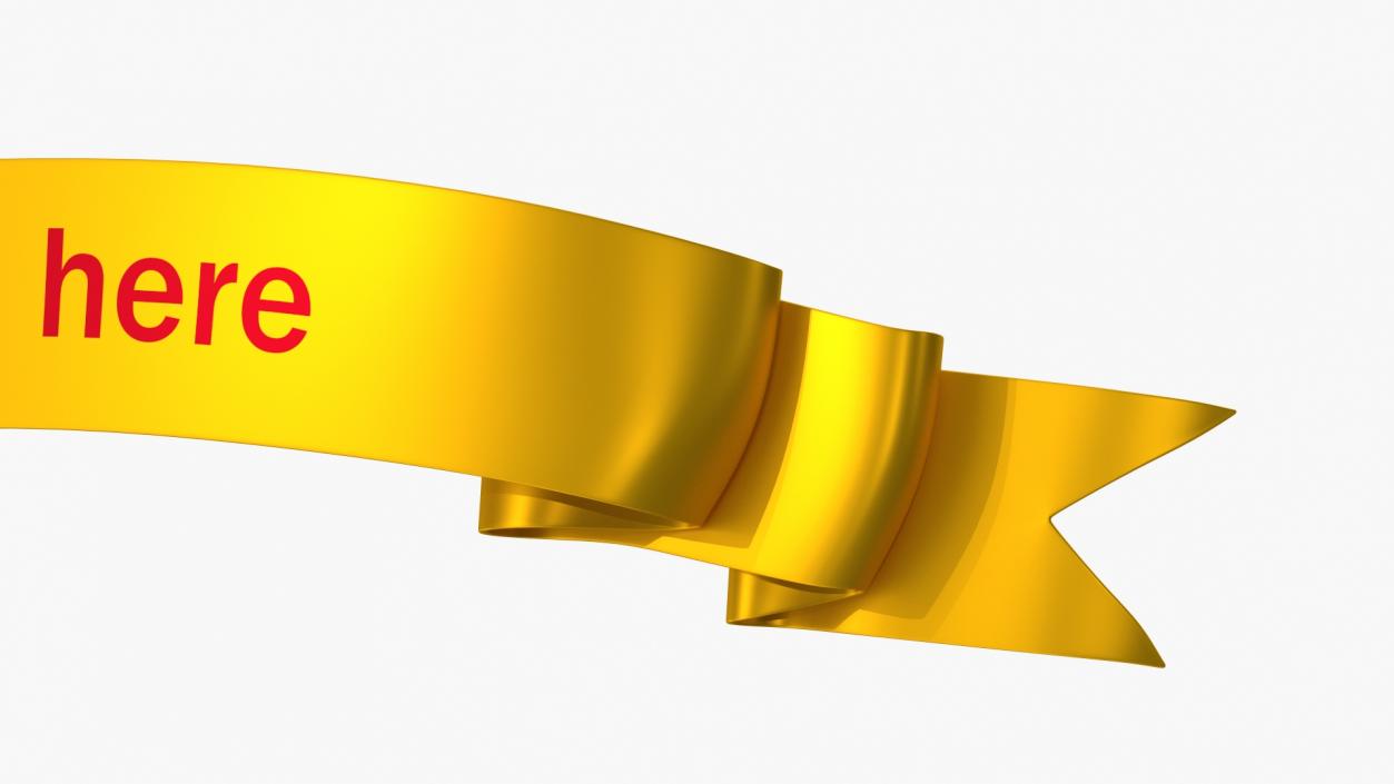 3D model Gold Ribbon Banner Curved