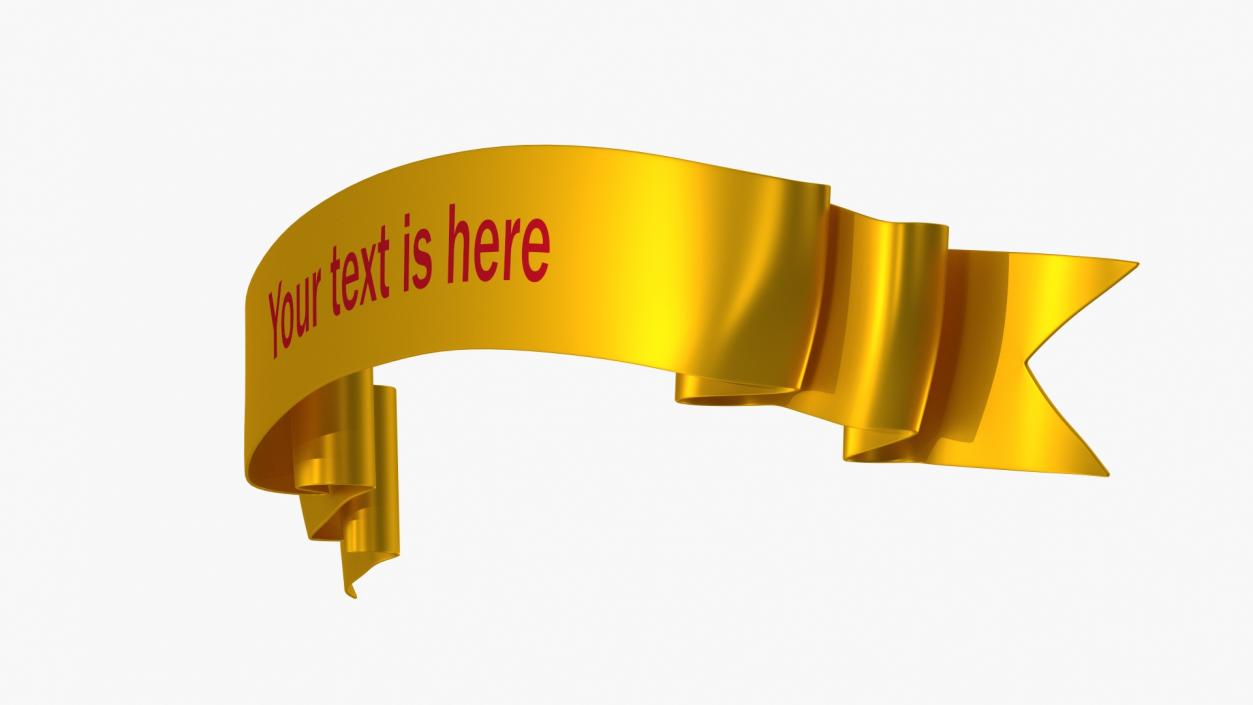 3D model Gold Ribbon Banner Curved