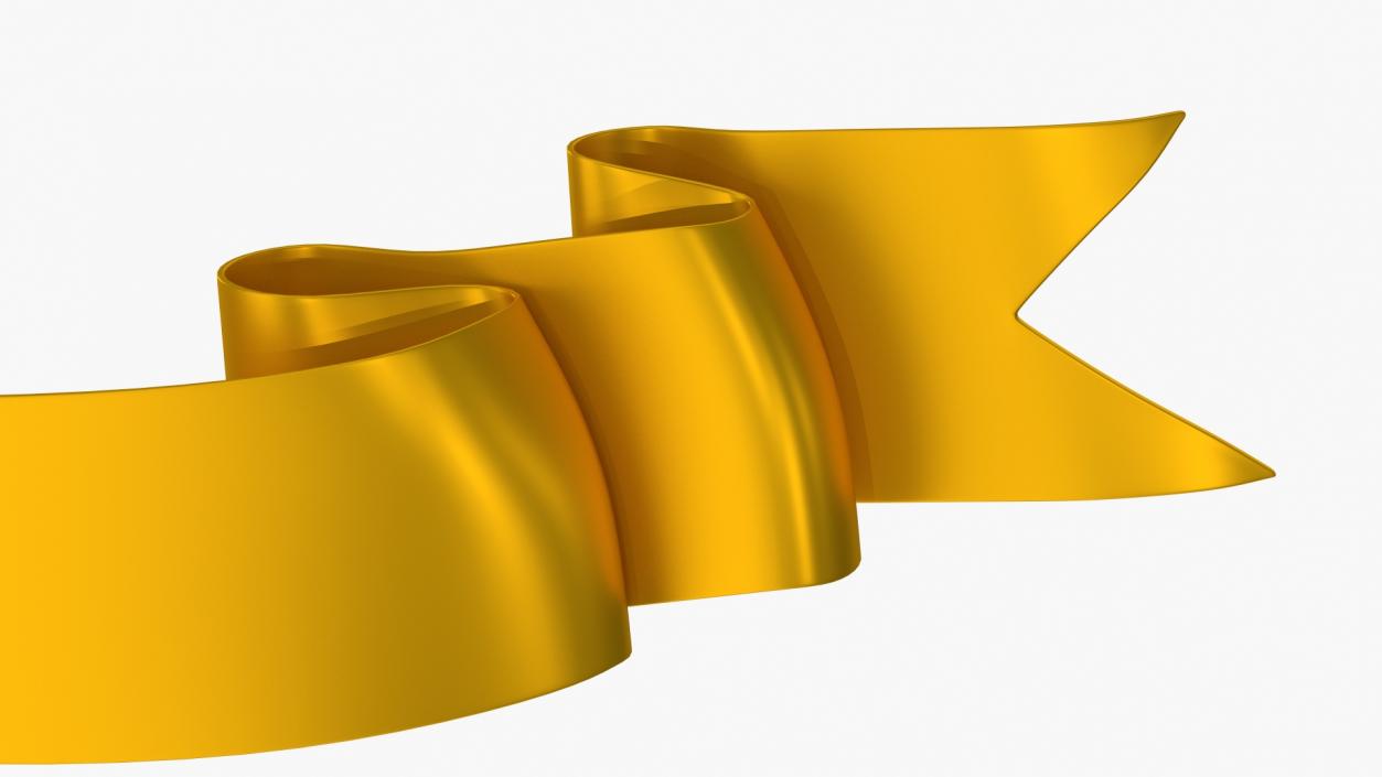 3D model Gold Ribbon Banner Curved