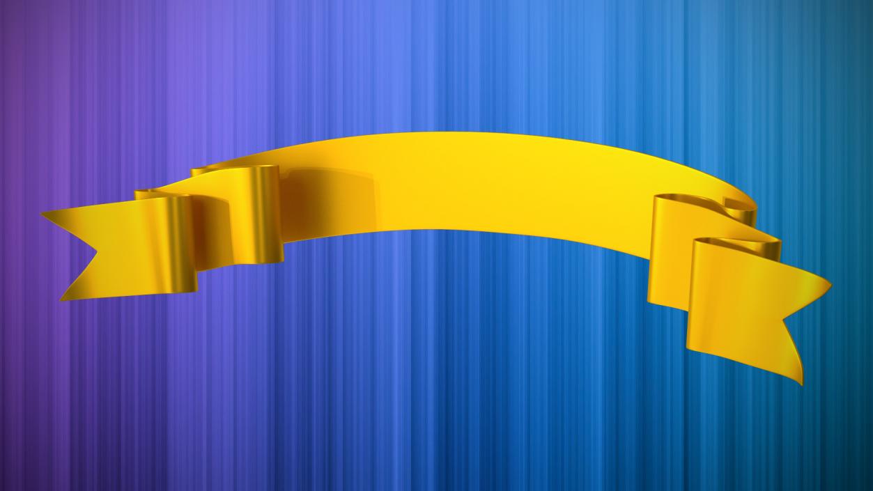 3D model Gold Ribbon Banner Curved