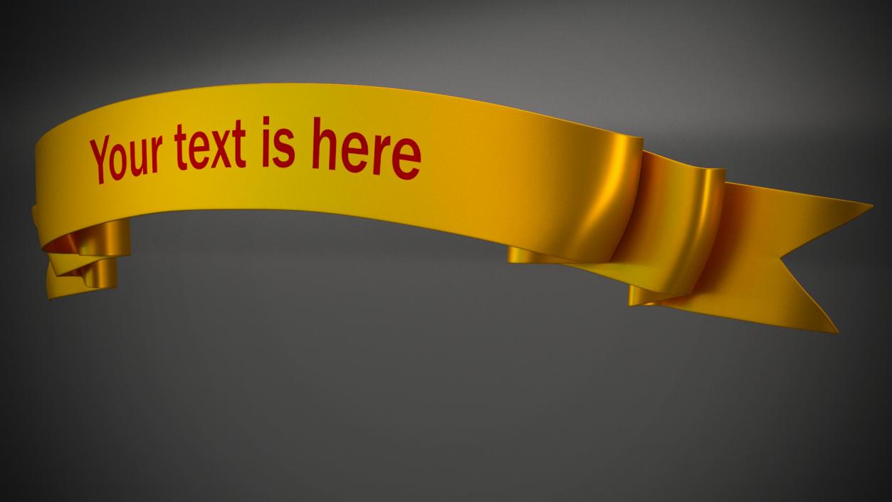 3D model Gold Ribbon Banner Curved