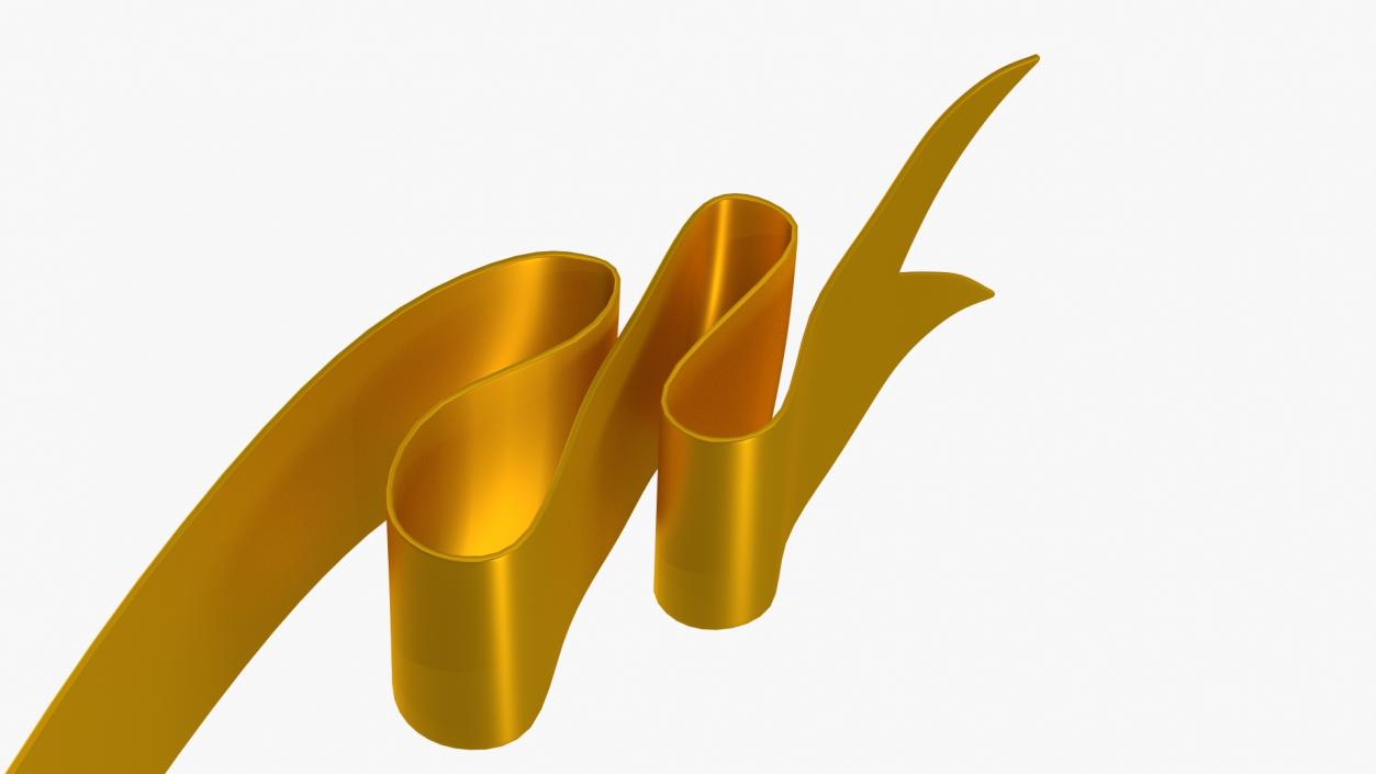 3D model Gold Ribbon Banner Curved