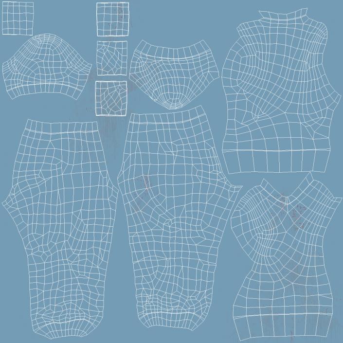 Medical Scrubs Uniform with Stains 3D model