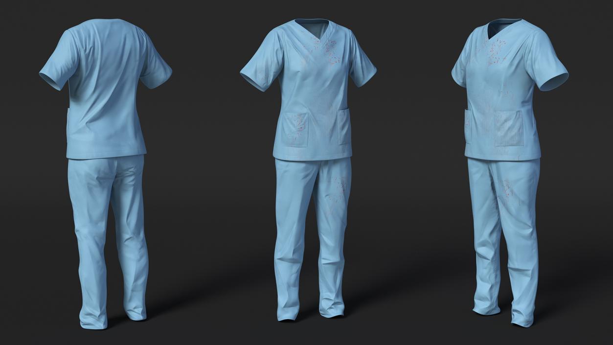 Medical Scrubs Uniform with Stains 3D model