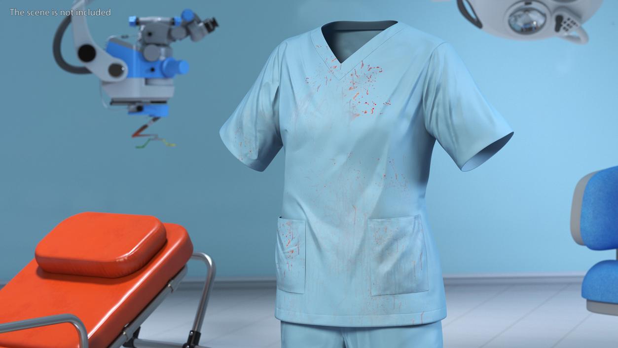 Medical Scrubs Uniform with Stains 3D model