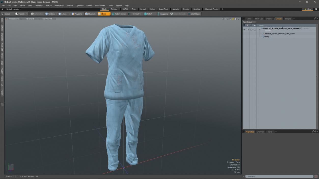 Medical Scrubs Uniform with Stains 3D model