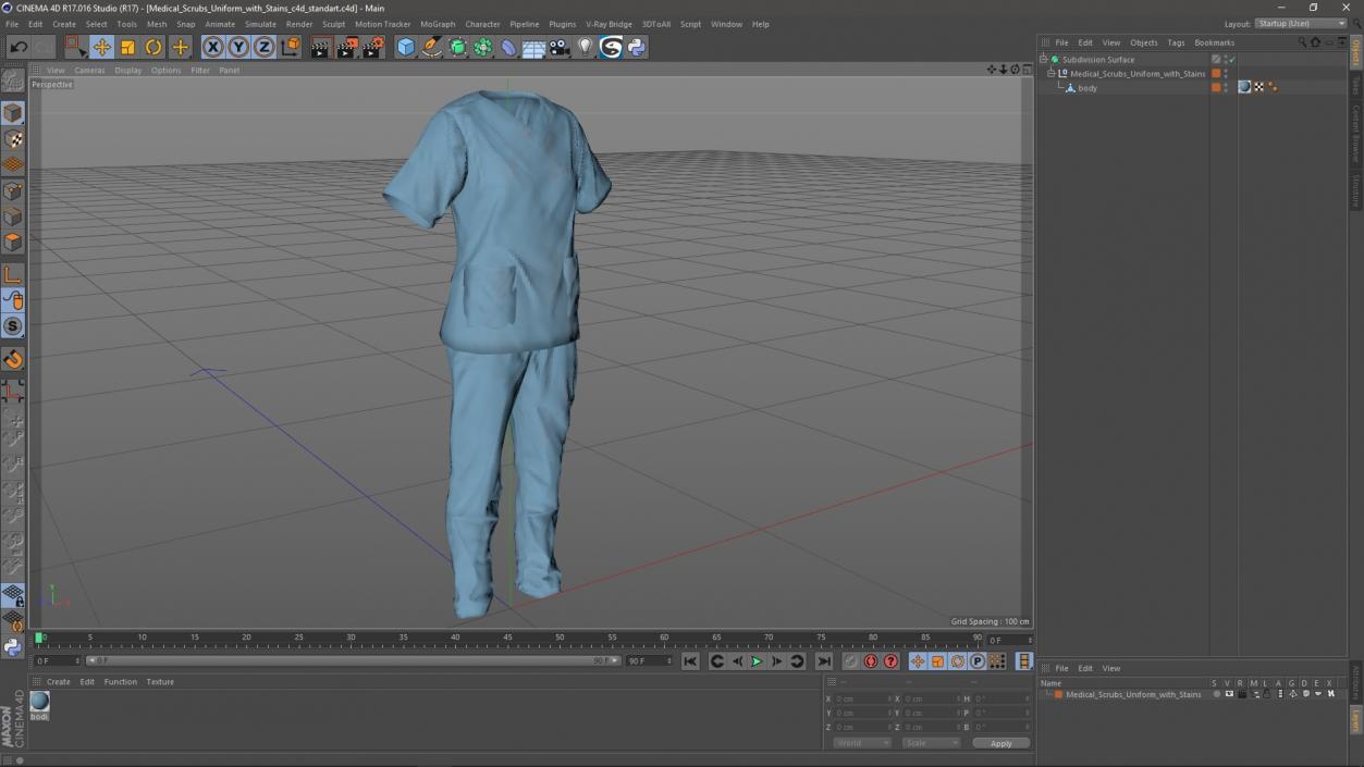 Medical Scrubs Uniform with Stains 3D model