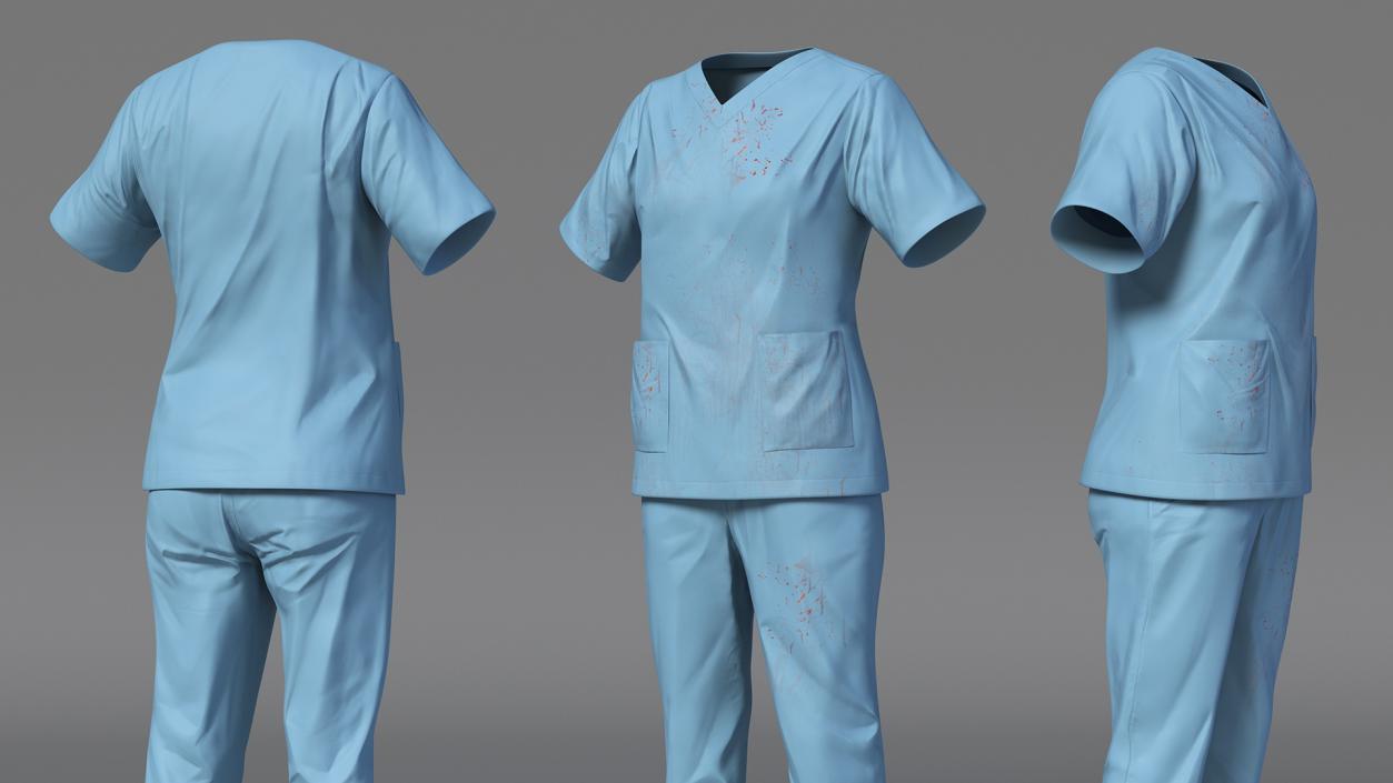 Medical Scrubs Uniform with Stains 3D model