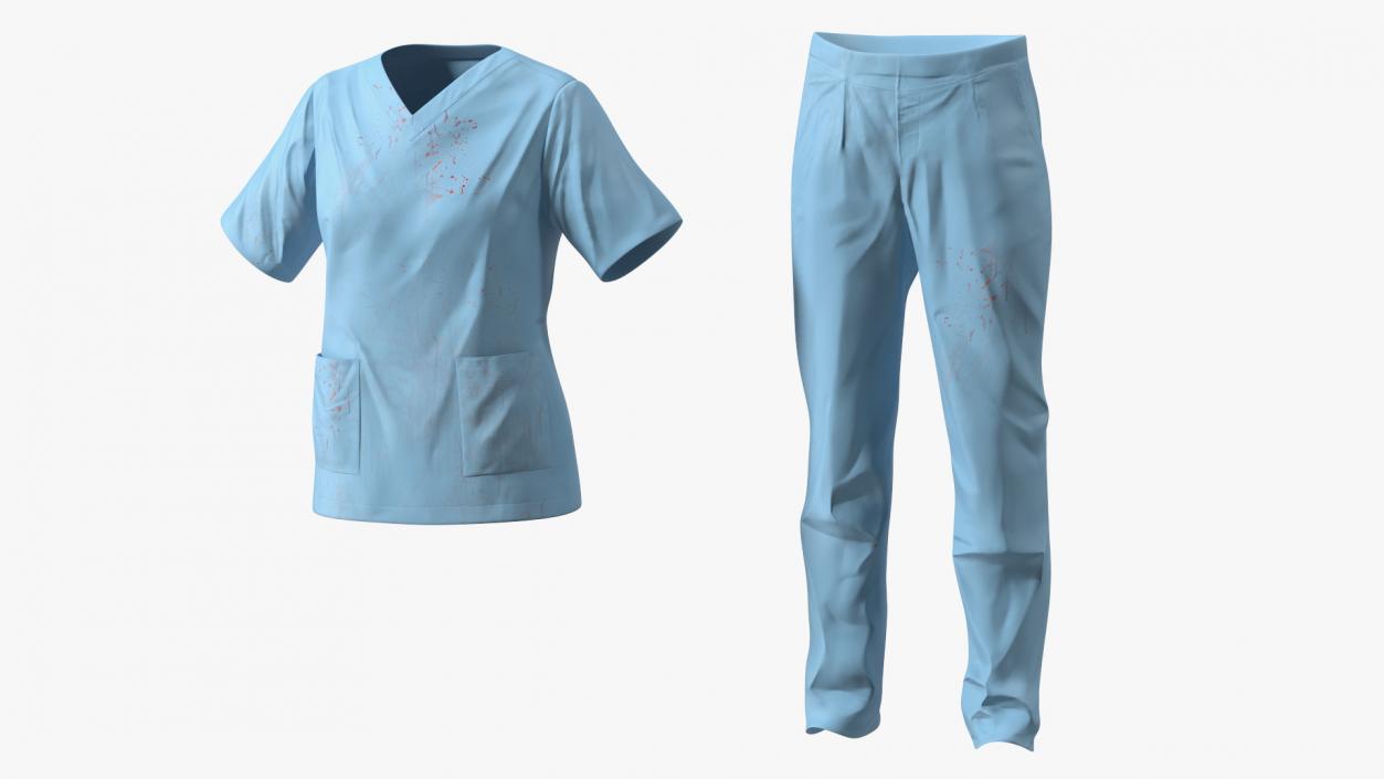 Medical Scrubs Uniform with Stains 3D model