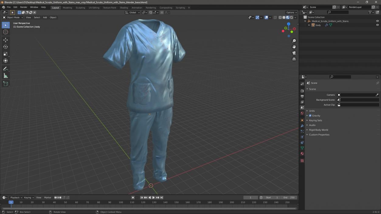 Medical Scrubs Uniform with Stains 3D model