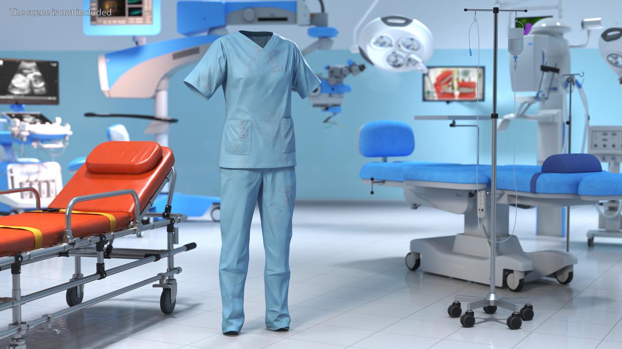 Medical Scrubs Uniform with Stains 3D model