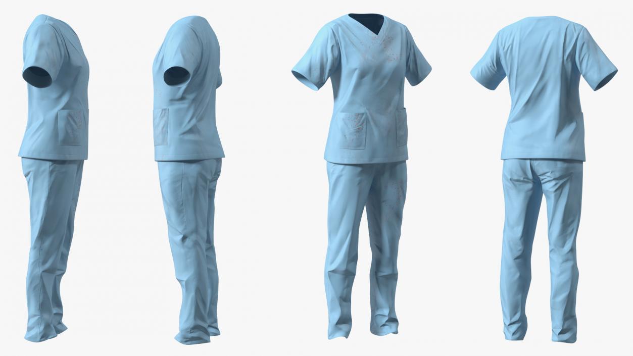 Medical Scrubs Uniform with Stains 3D model