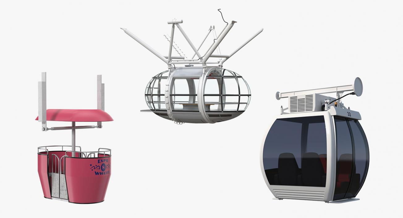 3D Wheel Cabins Collection model