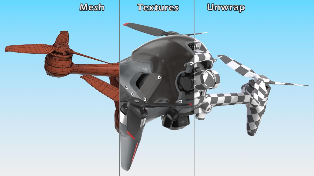 3D DJI FPV Drone model