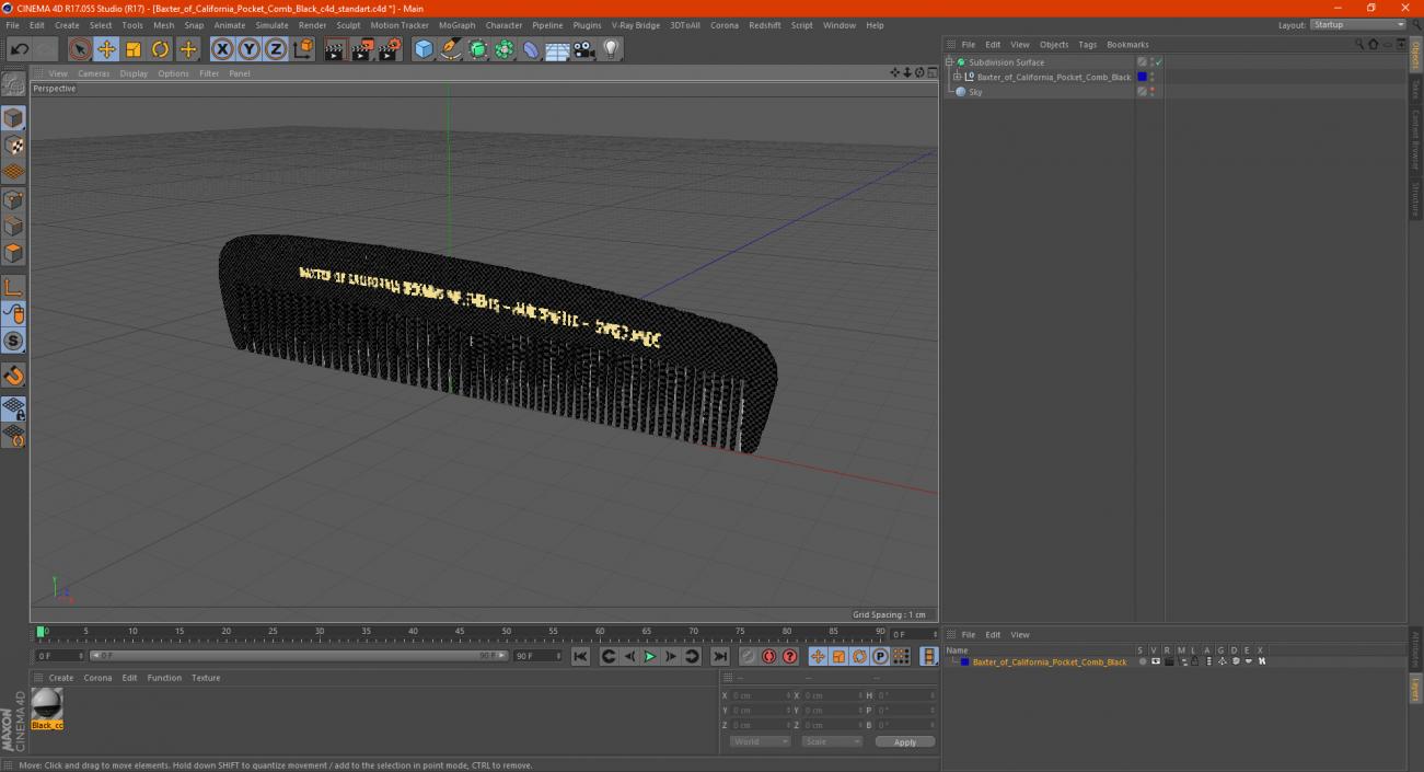 3D Baxter of California Pocket Comb Black model