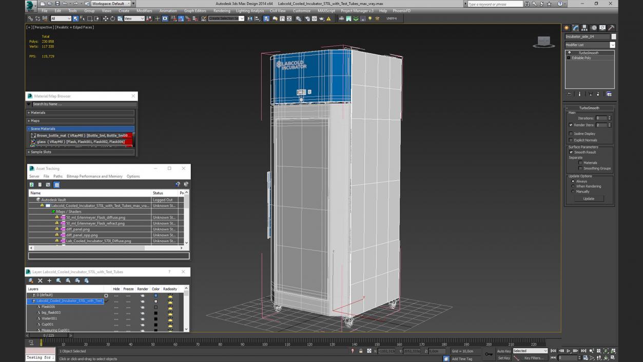 3D model Labcold Cooled Incubator 570L with Test Tubes