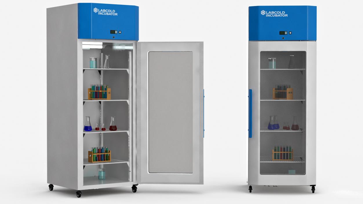 3D model Labcold Cooled Incubator 570L with Test Tubes