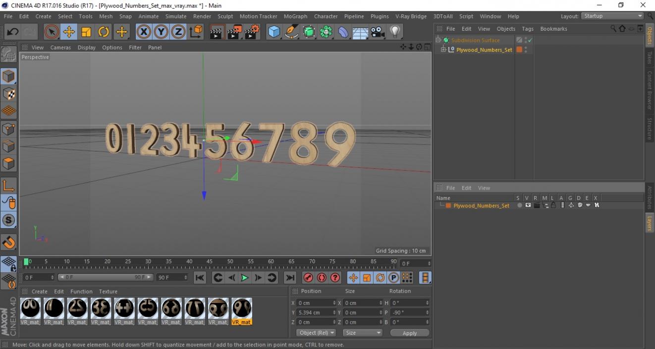 Plywood Numbers Set 3D model