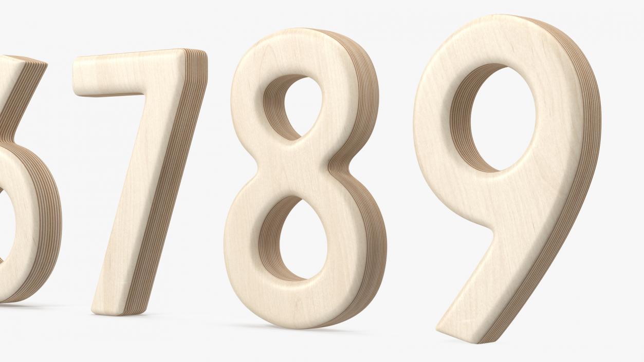 Plywood Numbers Set 3D model