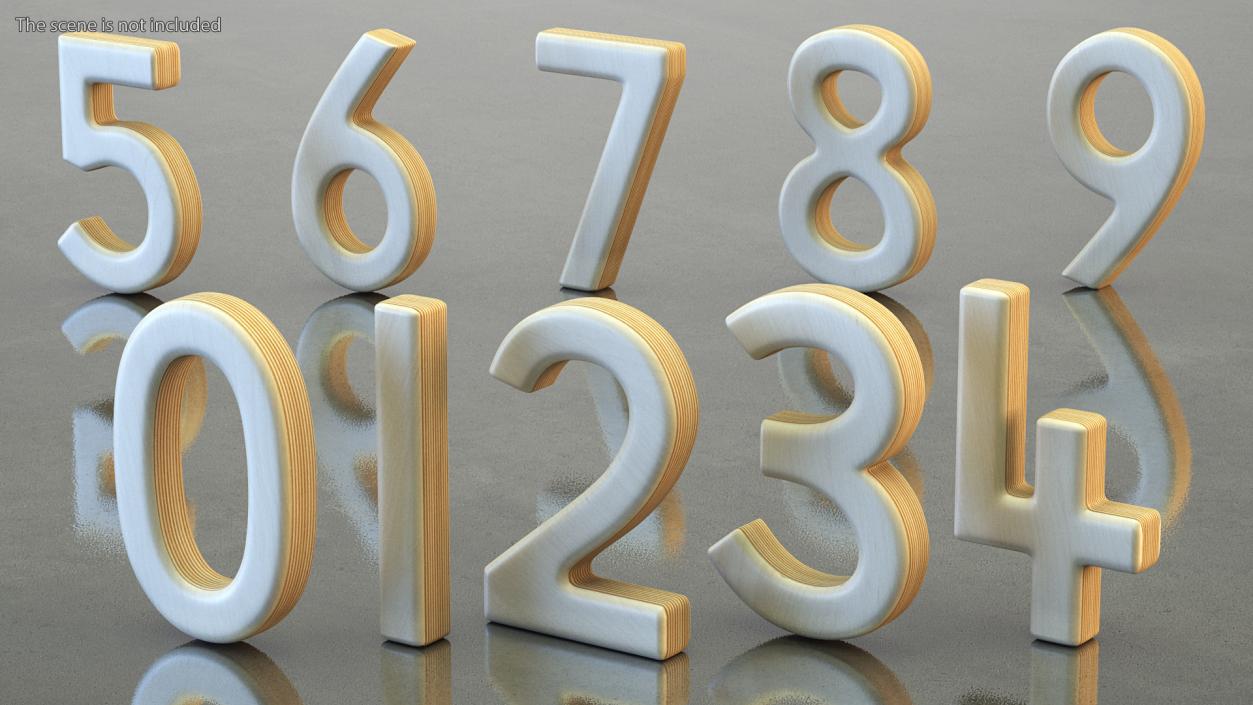 Plywood Numbers Set 3D model