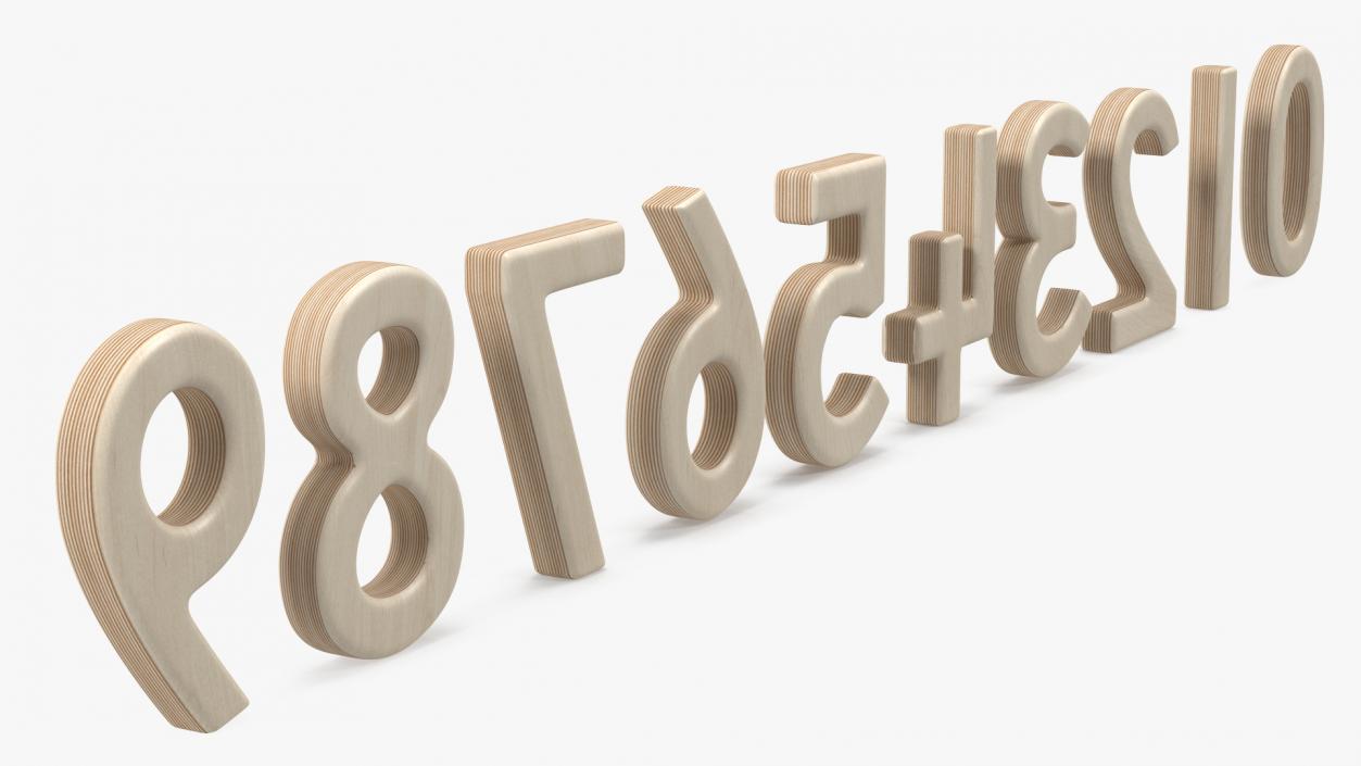 Plywood Numbers Set 3D model