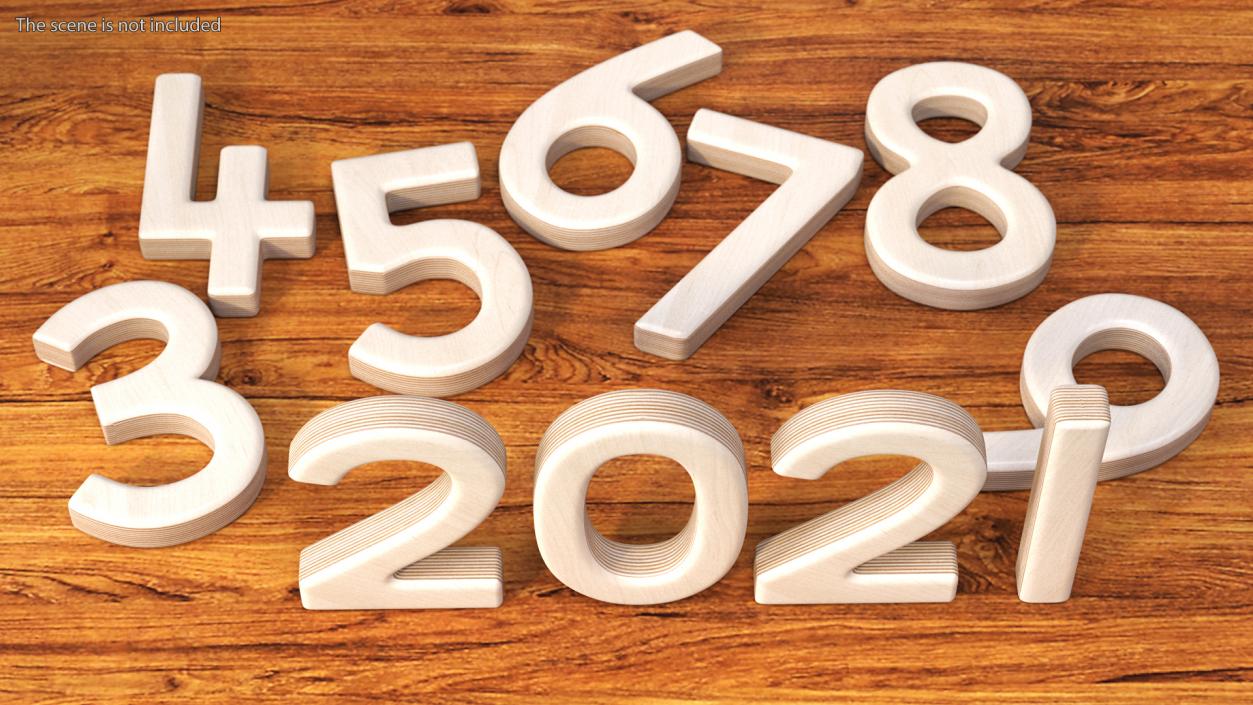 Plywood Numbers Set 3D model