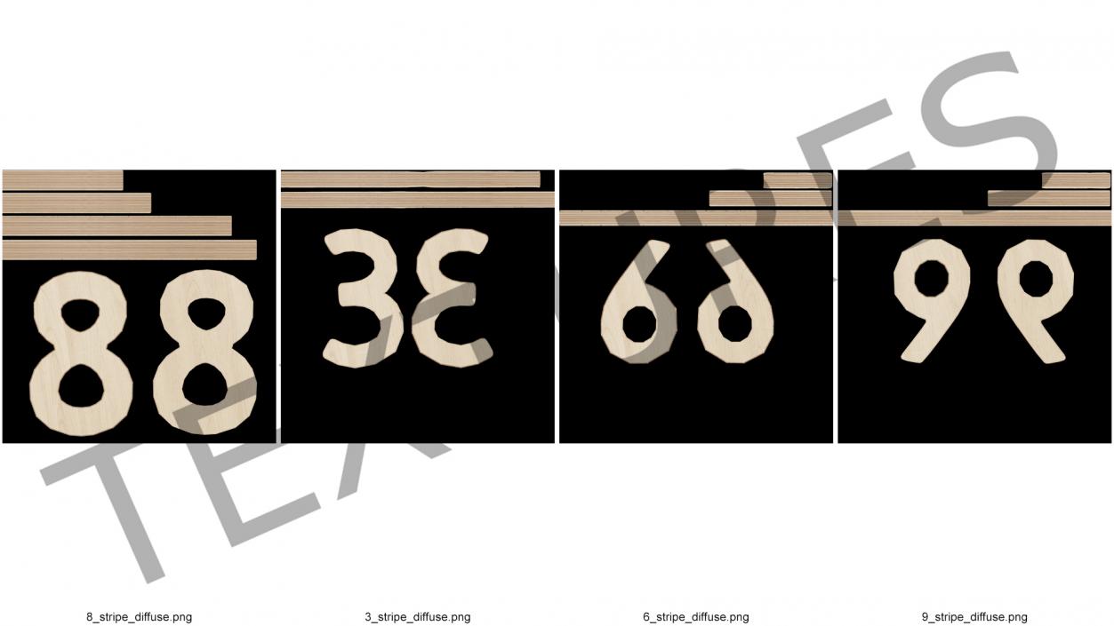 Plywood Numbers Set 3D model