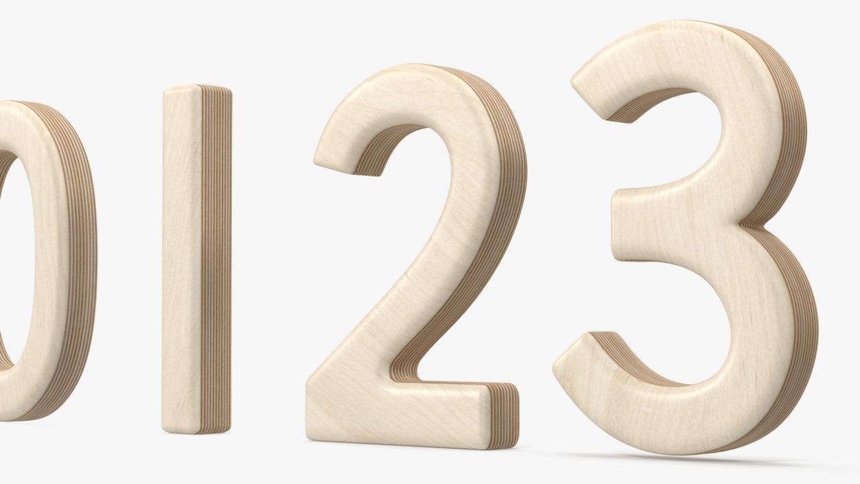 Plywood Numbers Set 3D model