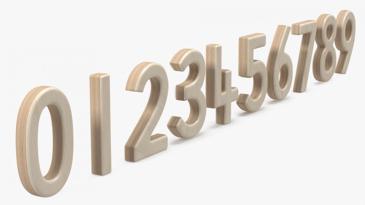 Plywood Numbers Set 3D model