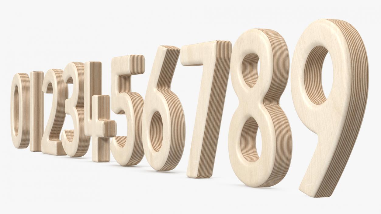 Plywood Numbers Set 3D model