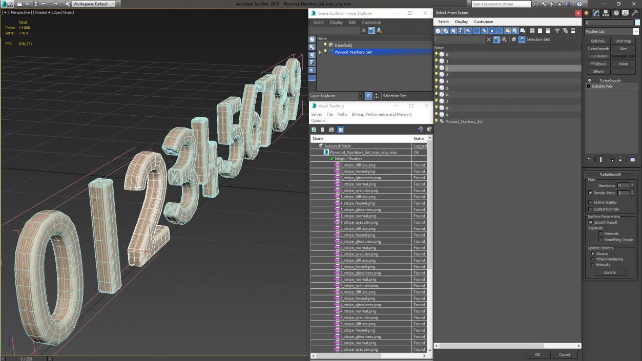 Plywood Numbers Set 3D model