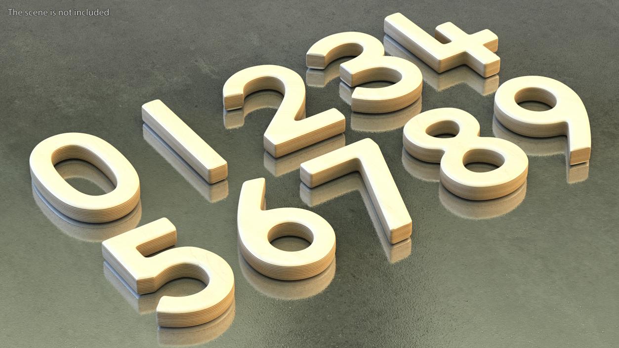 Plywood Numbers Set 3D model